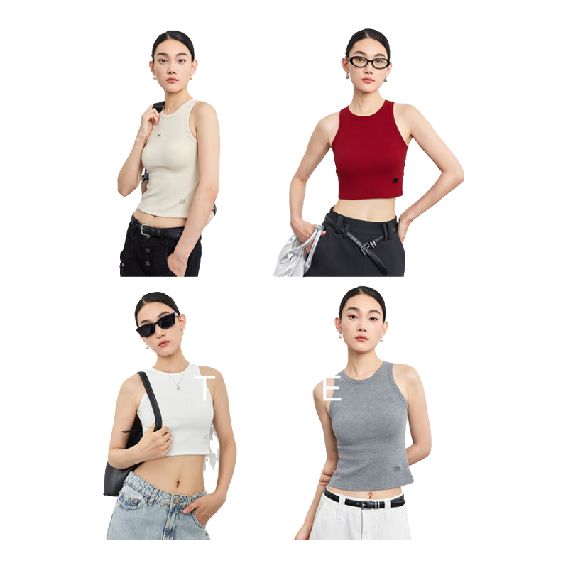 TINGE24款挖肩顯瘦Bra一體時(shí)髦背心吊帶女文胸一體無(wú)袖上衣 經(jīng)典黑【遮肉顯瘦】【露臍款】 XS 適合體重70-90斤
