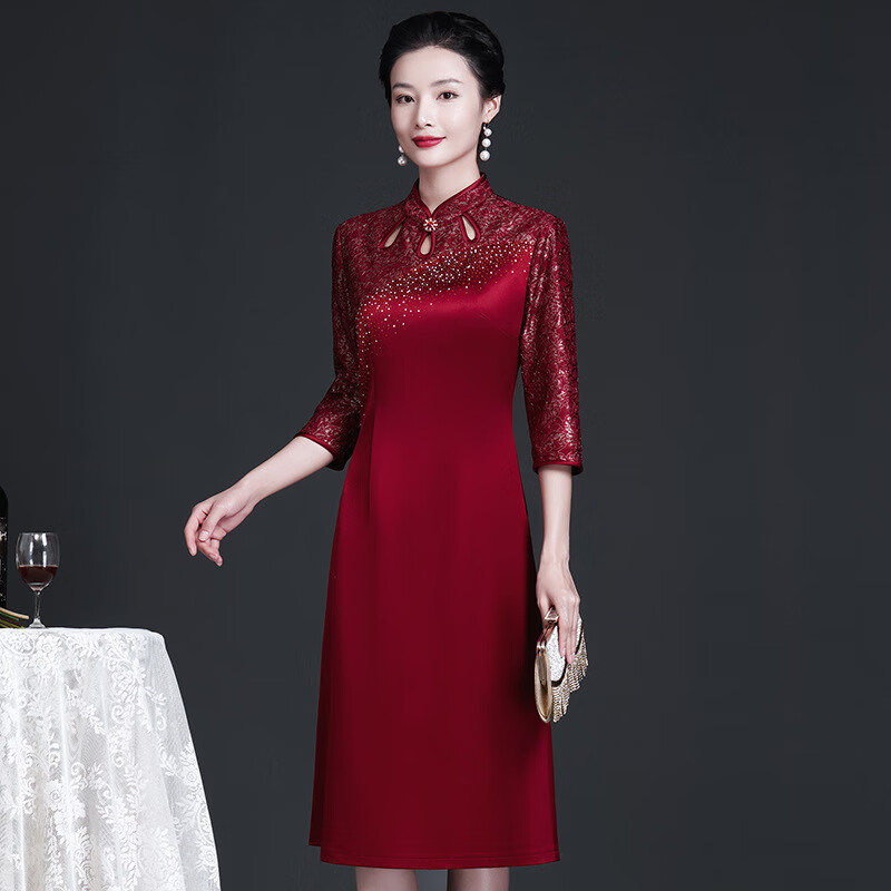 百丽驼美士 balitomms新娘结婚婚礼妈妈婚宴礼服高贵遮肚子秋季年轻款