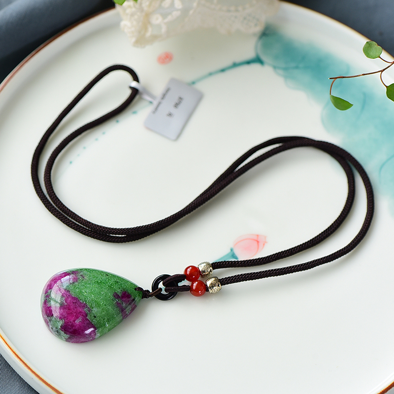 旭元天然红绿宝吊坠水晶宝石端庄大气男女款项链毛衣链实物更漂亮 约