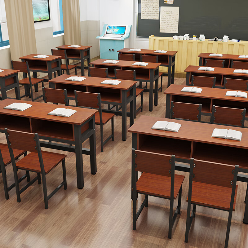 中伟学生课桌椅双层带抽屉课桌补习班辅导单人双人三人位会议培训课桌