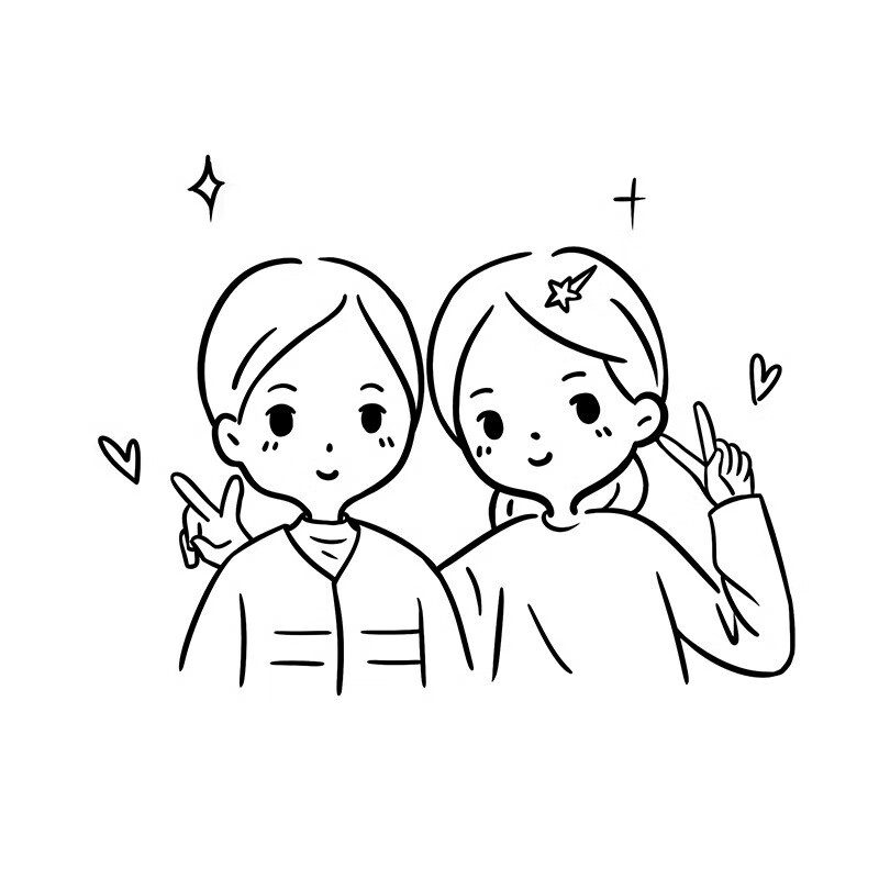 造物集插画师定制照片转黑白卡通简笔画 可爱风格