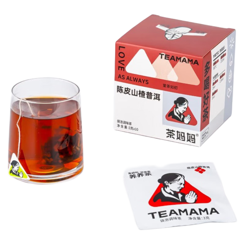 茶媽媽陳皮山楂普洱原葉袋泡茶 普洱熟茶 花草茶茶葉辦公室下午養(yǎng)生茶包 陳皮山楂普洱*1盒（3g*10包）
