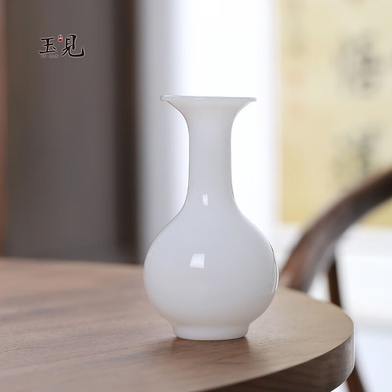 玻璃玉净瓶功夫茶具居家办公茶具配件花插手工高端玻璃茶具 玉净瓶-白