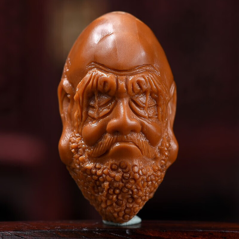 苏魅儿 橄榄核单籽 达摩 单籽文玩橄榄核雕刻男士手把件 核雕大师李强