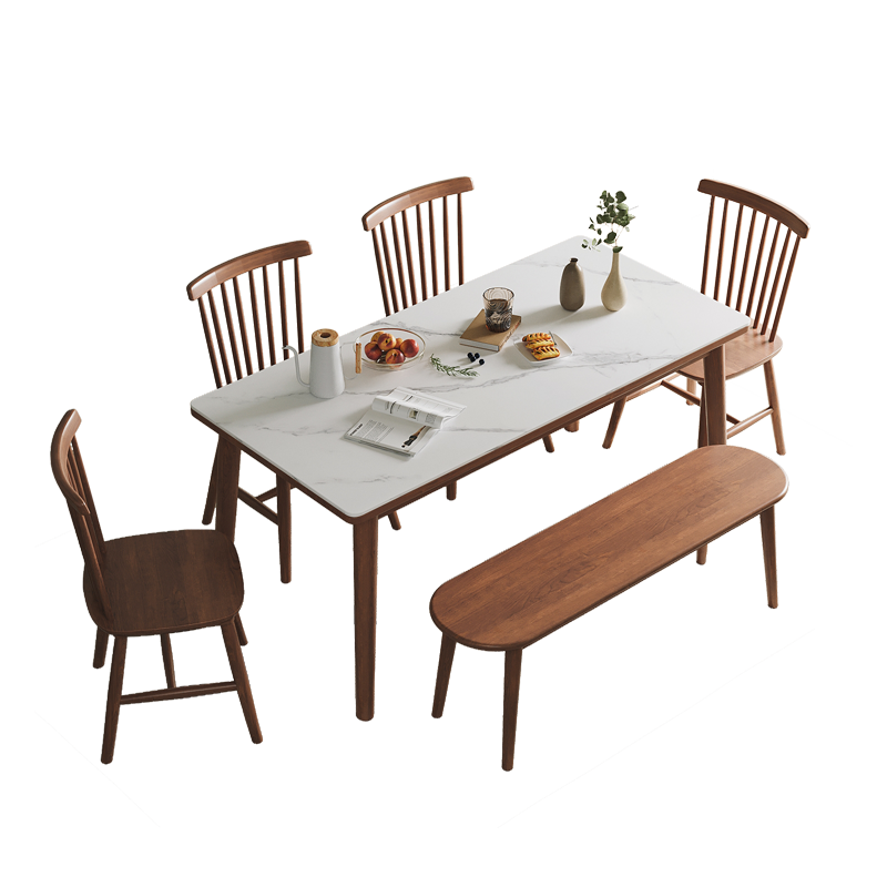 舒歌餐桌椅组合实木长方形 现代简约小户型家用餐厅桌子单桌 【单餐桌】岩板桌面 原木色 长120*宽70*高75 cm