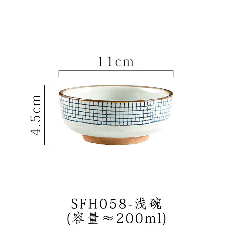 线条饭碗小碗日式韩式手绘创意陶瓷碗餐厅粗陶碗家用批发【整箱发 线条日式罗纹碗058