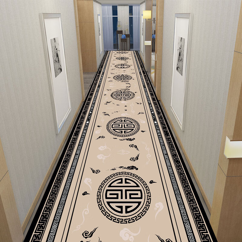 芍萌宾馆走廊地毯 可裁剪中式走廊地毯过道进门家用中国风酒店宾馆长