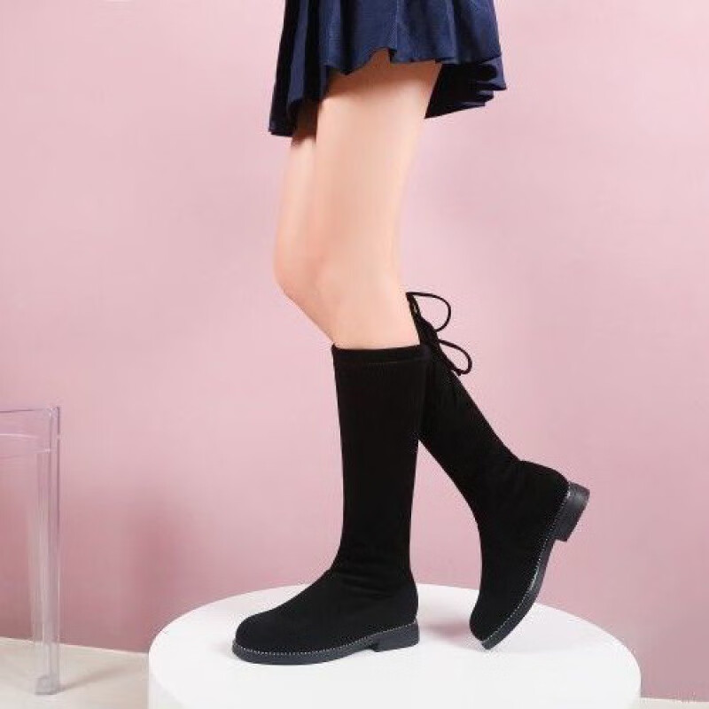 秋冬新品小学生靴子女孩长筒靴子女童过膝秋冬儿童弹力中大童公主小高