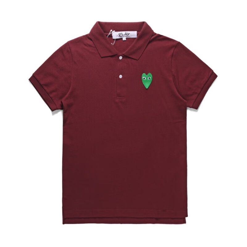Comme des GarçonsCDG川久保玲it潮牌学生男女情侣款PLAY爱心长袖t恤翻领poloI衫上 C92 短袖-酒红色 XL 体重160-180斤