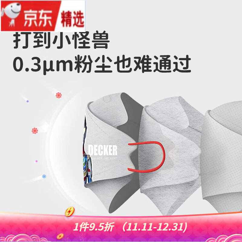 【JD健康】儿童3d立体真人奥特曼柳叶口罩一次性透气专用防护 【1-3岁】德凯奥特曼4只装(2包* 柳叶真人奥特曼