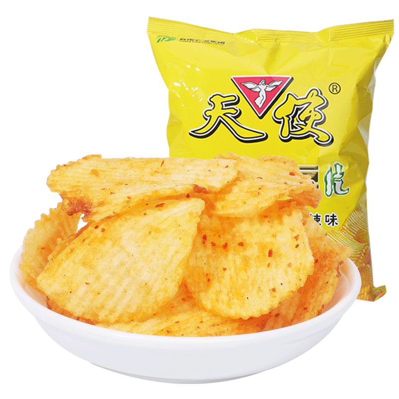 天使 椒香麻辣味土豆片 云南特产洋芋片 办公室零食薯片100g*3袋