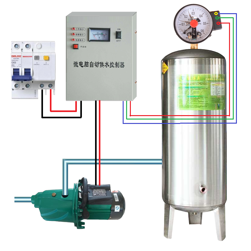 定制220v380v微自动智能水泵控制器无塔供水器压力罐开关 电接点压力