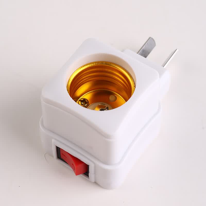 扑哩扑剌灯座带开关灯头插座e27灯泡家用带开关的底座挂壁式插头转动