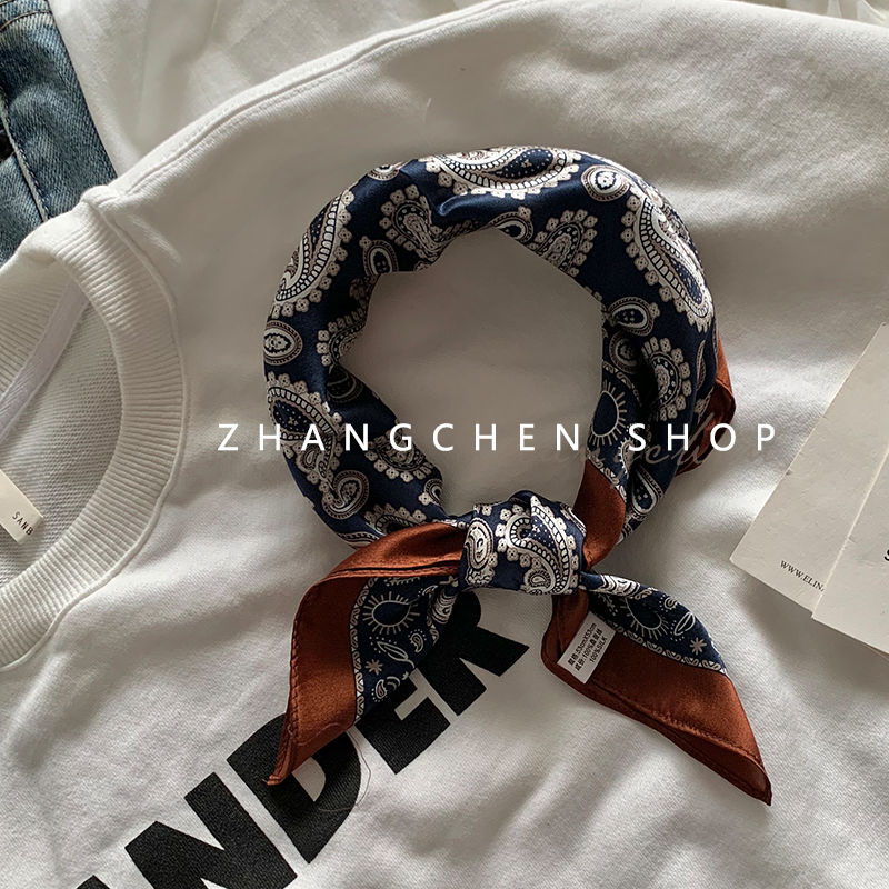 dicify新品金色腰果方巾法式复古腰果花丝巾小方巾发带女百搭春秋头饰