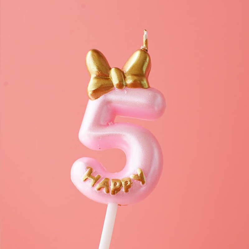 宝宝王子公主创意蛋糕装饰插件儿童周岁纪念0-9数字 粉色女孩数字5