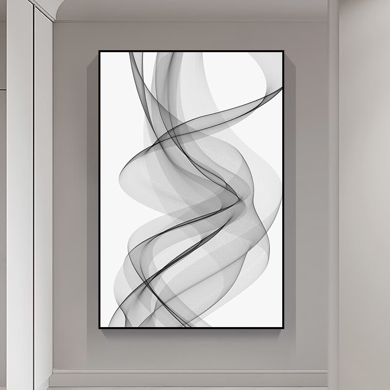 木卫抽象线条画现代简约入户玄关装饰画北欧客厅挂画过道走廊壁画 a款