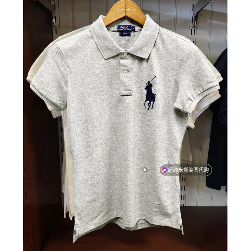 lauren ralph lauren拉夫劳伦保罗女装大马标翻领短袖polo衫 灰色 l
