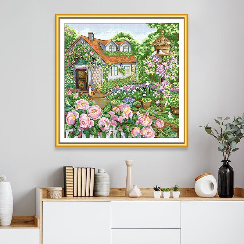 ks十字绣2022新款线绣客厅自己绣卧室田园风纯手工画景色花园小屋 y