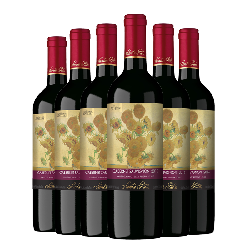 圣丽塔葡萄酒价格走势，6瓶装圣丽塔国家画廊系列典藏赤霞珠干红葡萄酒售价优惠