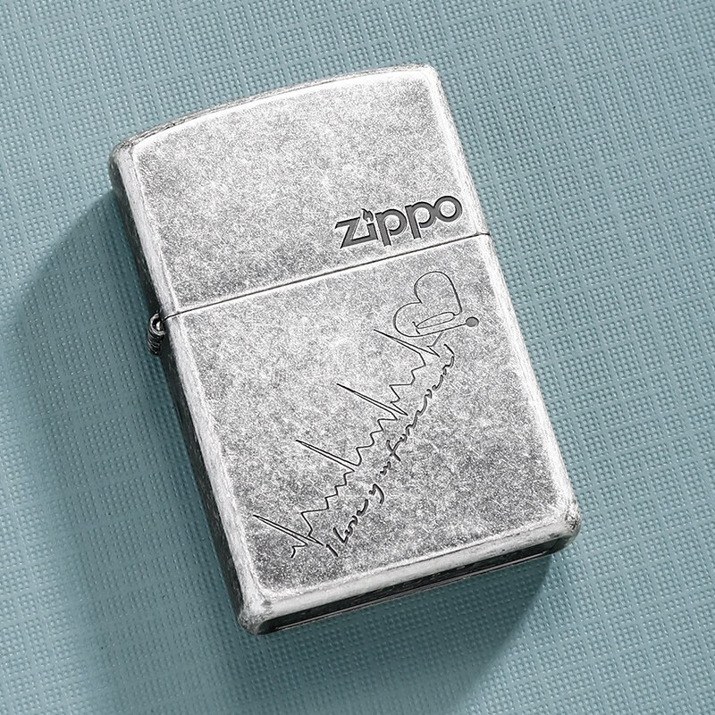 zippo防风煤油打火机之宝古银爱情系列生日礼物男 爱的心电图  单机