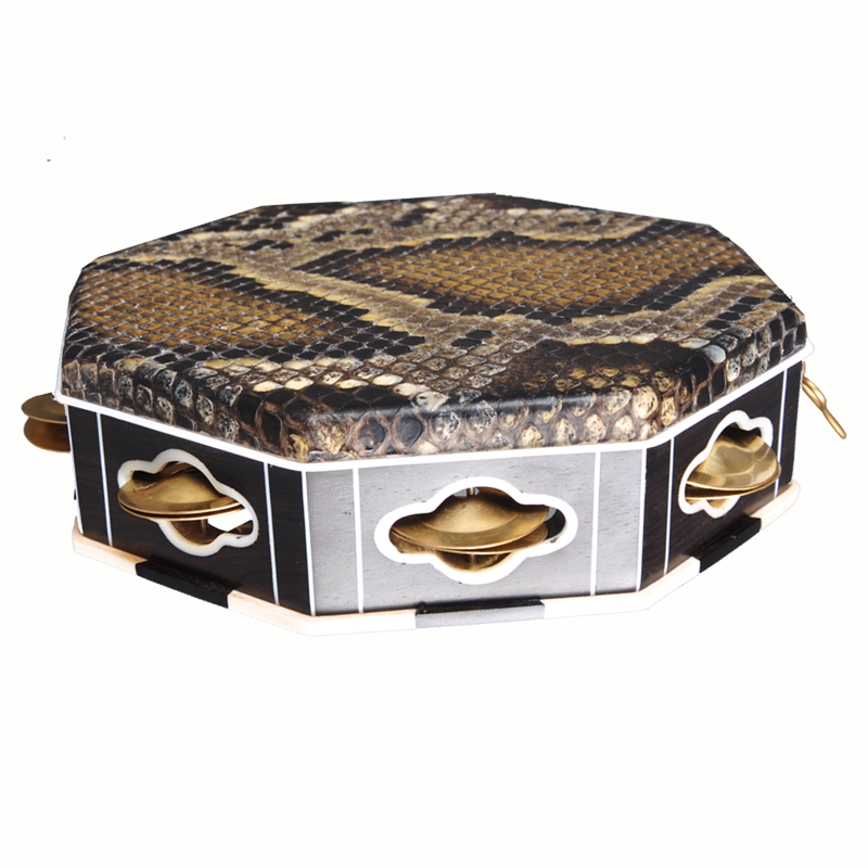 耀森手工制作传统民族乐器满族单鼓民间曲艺说唱黑檀木八角手鼓手铃鼓