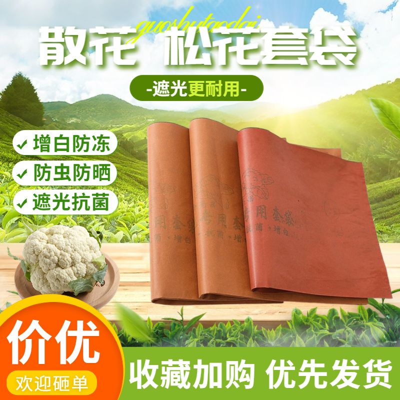 钰女方散花专用套袋增白防晒松花套袋农用防虫菜花 宽27长47加厚款