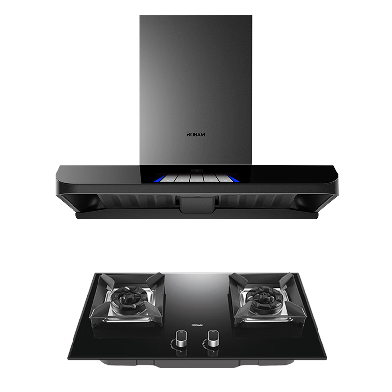 老板（Robam）灵犀烟灶联动抽油烟机欧式顶吸双腔变频25风量燃气灶吸油烟机套装63A3S+55B7A天然气【套装商品】