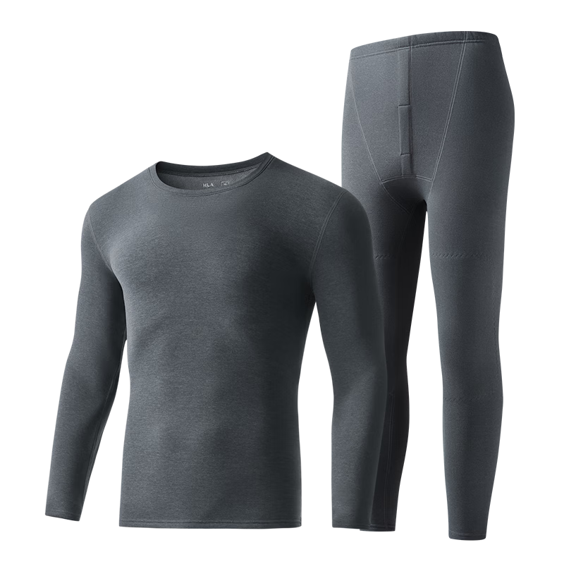 海澜之家【小火-7分火】保暖内衣男摇粒绒350g暖姜发热贴片秋衣秋裤套装