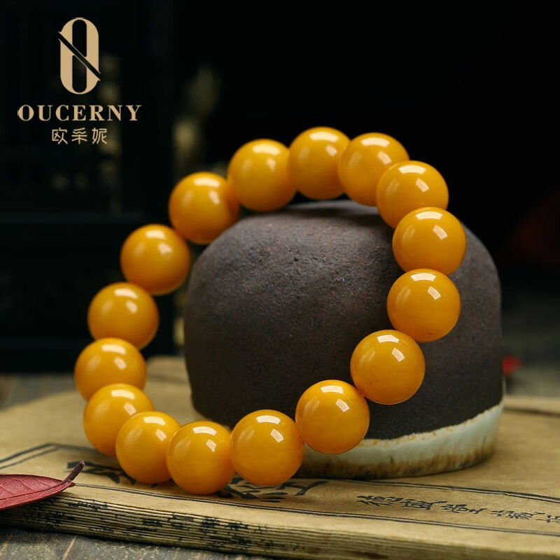 欧采妮（OUCERNY）【收藏老蜡手串】 孤品琥珀老蜜蜡手串天然满蜜单圈男士女款手链 8mm 收藏级手串 择优发货