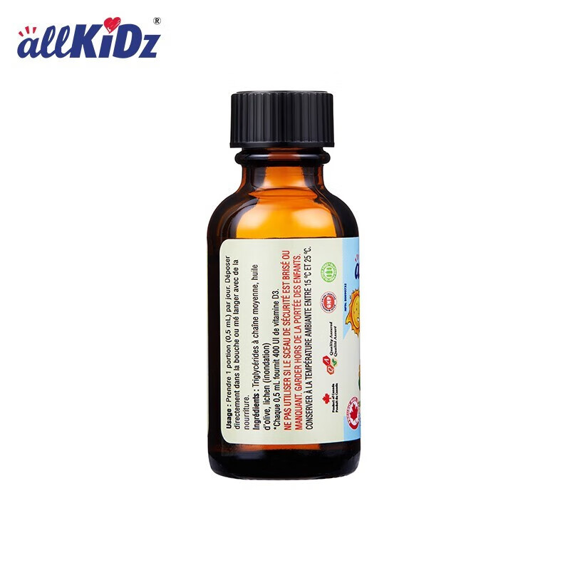 allkiDzAllkidz 地衣滴液饮品25ml儿童液体维生素D3VD3滴剂 1瓶装