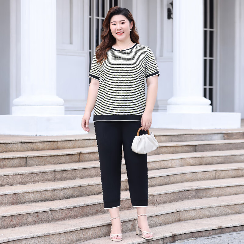 mcdv高端甄选微胖女装显瘦套装30-40岁夏季妈妈特大码女洋气夏天穿的