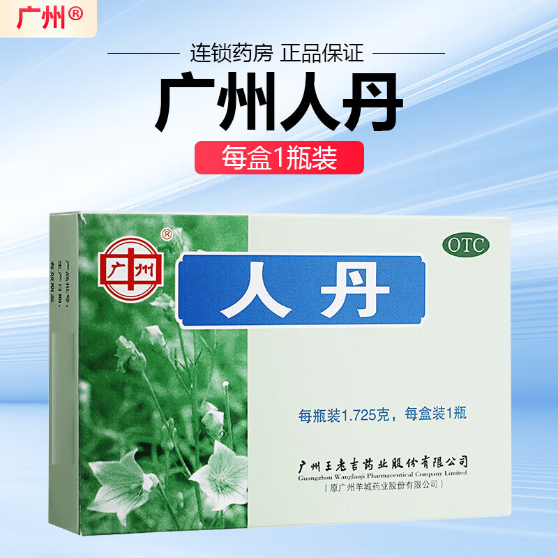 王老吉 人丹 1.725g/瓶 驱风健胃恶心呕吐晕船轻度中暑酒醉 1盒装