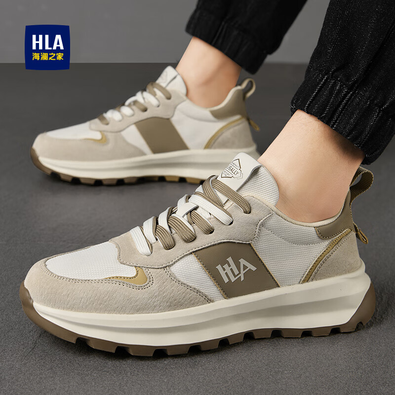 海澜之家(hla)男鞋春夏季百搭拼色休闲鞋软底耐磨跑步鞋户外通勤休闲