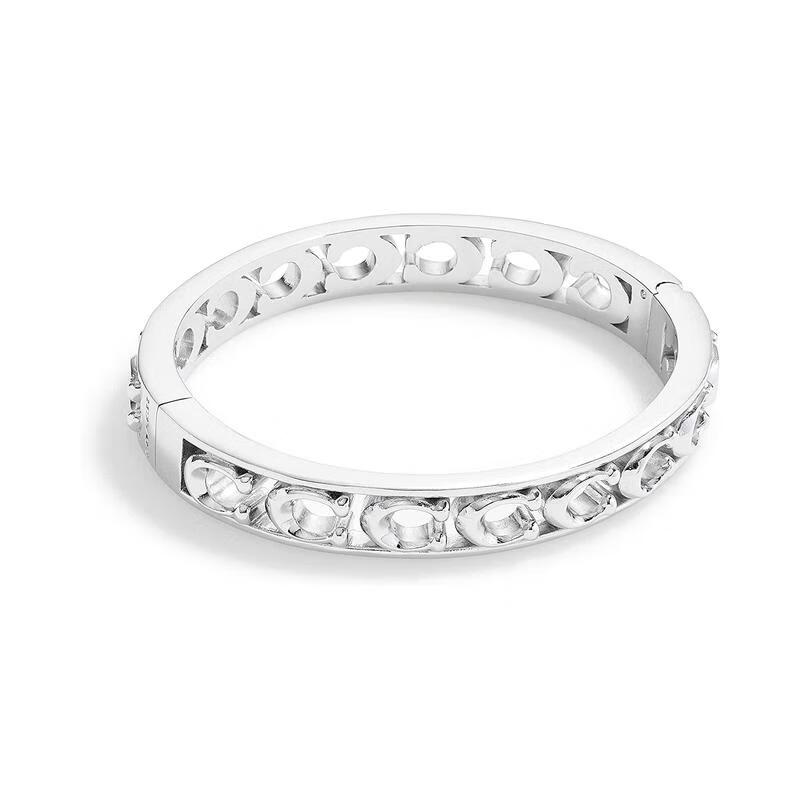 蔻驰(coach)经典logo时尚简约镀金色女士手镯镂空铰链轻奢饰品手环送