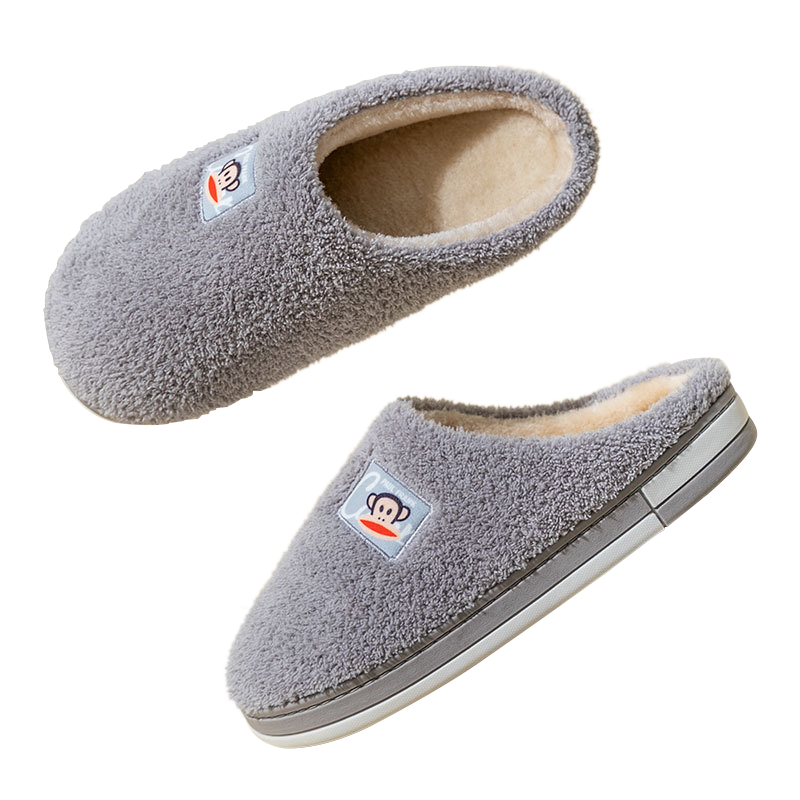 大嘴猴（paul frank）棉拖鞋男情侣时尚简约厚底家居保暖冬季拖鞋PF6661灰色280