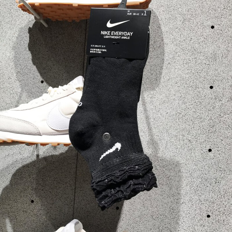 耐克(nike)运动袜女袜休闲袜一双装透气花边低帮短筒袜子dh5485-010