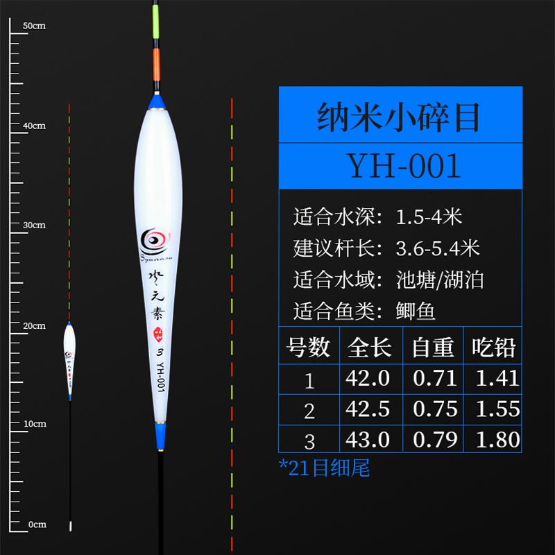 齐手轻口鱼漂冬钓小吃铅鲫鱼漂小碎目高灵敏醒目加粗尾纳米浮漂 YH-01（21碎目） 1号一支（买一送一，默认送同款）