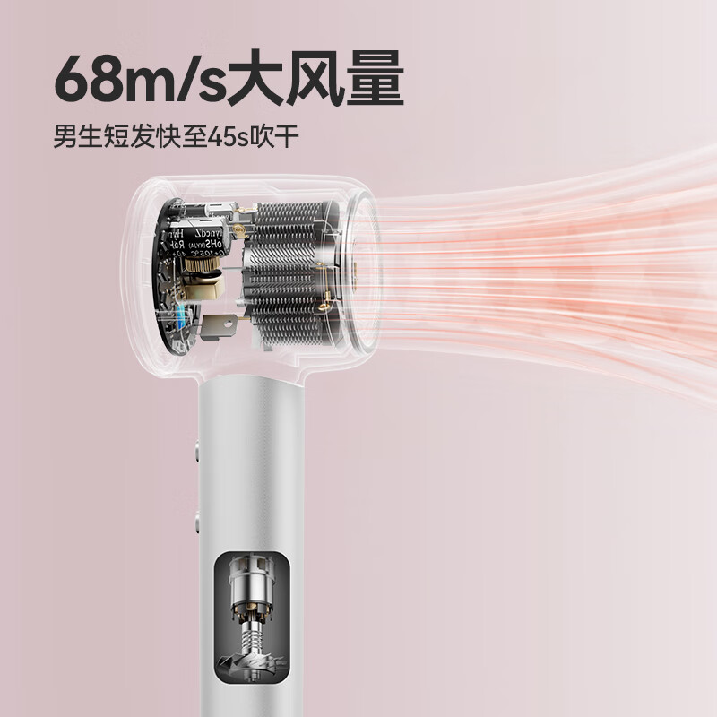 喔夫升级款负离子高速吹风机 大功率速干家用电吹风 大风力不伤发吹风筒 颜控粉