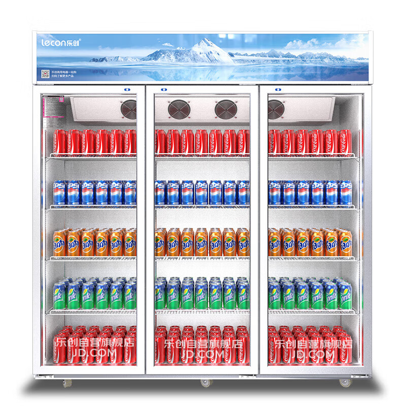乐创(lecon) 展示柜冷藏 饮料柜 1200升大容积立式三门 便利店果蔬