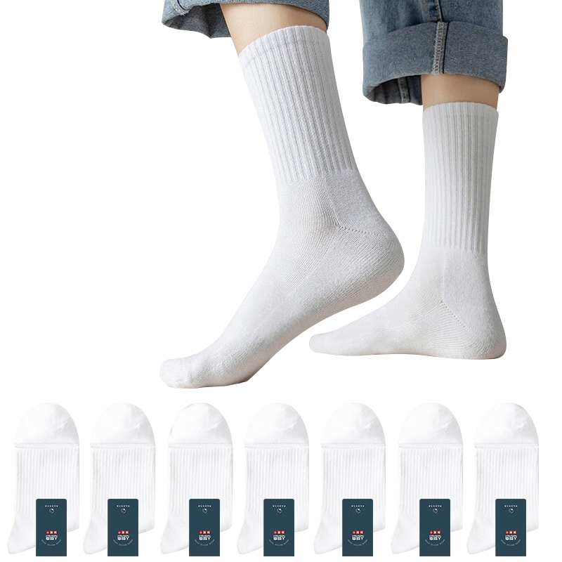 南极人（Nanjiren）10双装男士袜子男夏季黑白色时尚百搭吸汗透气中筒ins潮流运动袜 10白【中筒】 均码
