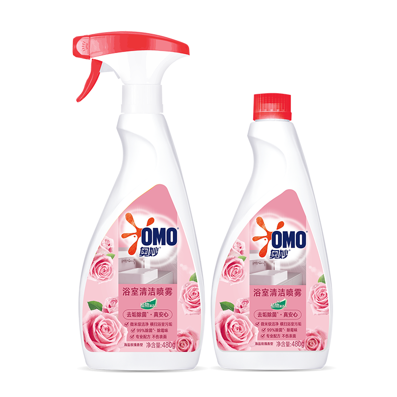 奥妙 浴室清洁喷雾海盐玫瑰 双瓶装 480g×2 强效除菌除霉味去污垢泡泡