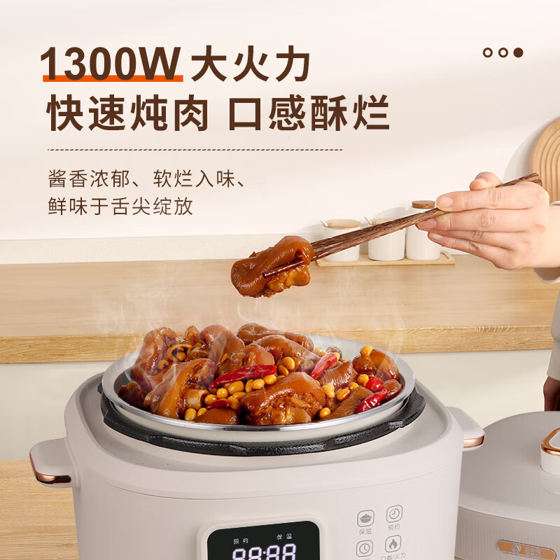 三角牌(Triangle)电压力锅 双胆大容量压力锅家用一键排气高压电饭煲多功能智能预约煮饭煲汤炖肉搪瓷 双胆双盖(适合4-6人) 4L