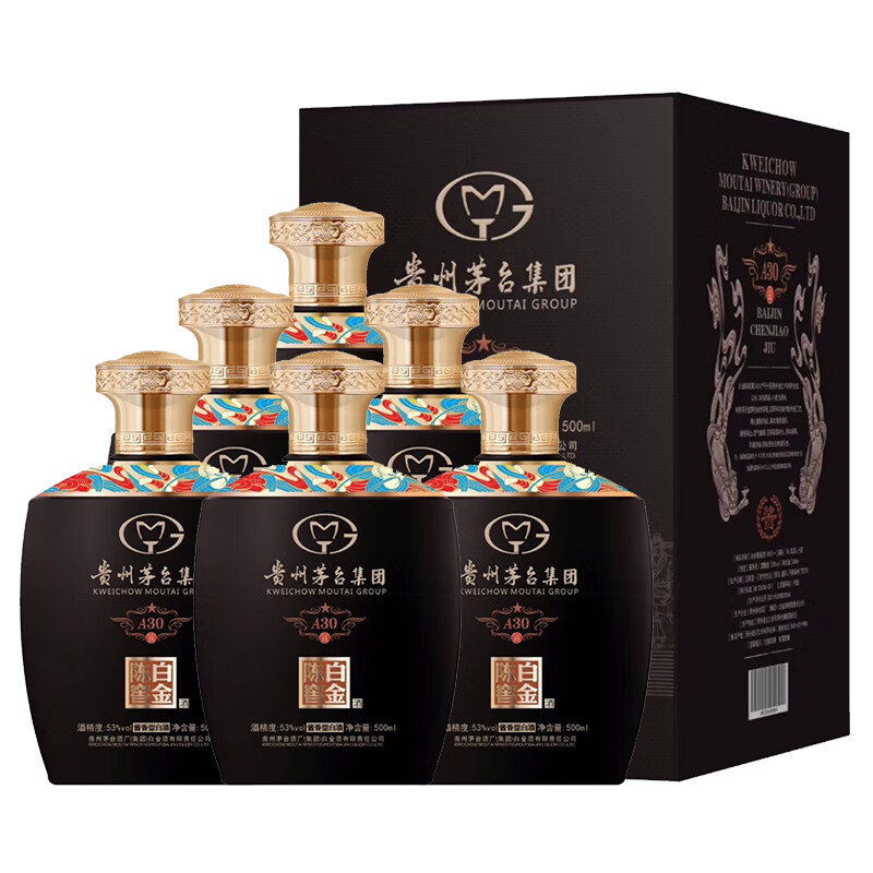 集团 53度酱香型白酒 自饮送礼商务宴请白酒 颜色随机发 白金陈窖a30