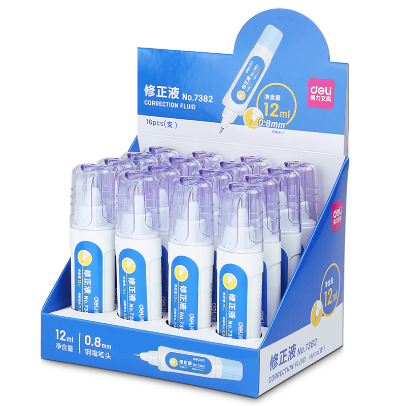 得力（deli）笔形12ml修正液学生涂改液 改正液 不锈钢笔头修正笔 单支装 生日礼物修正带 