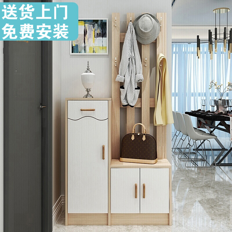 组合带镜子一体门厅玄关隔断多功能衣帽柜鞋凳门口挂衣柜送货上门包