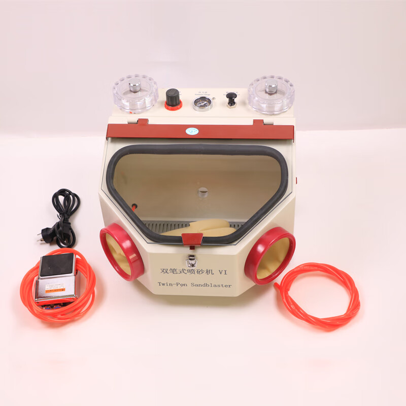 牙科双笔喷砂机口腔技工氧化铝喷砂箱正畸喷砂机粘结剂清理喷托槽 双