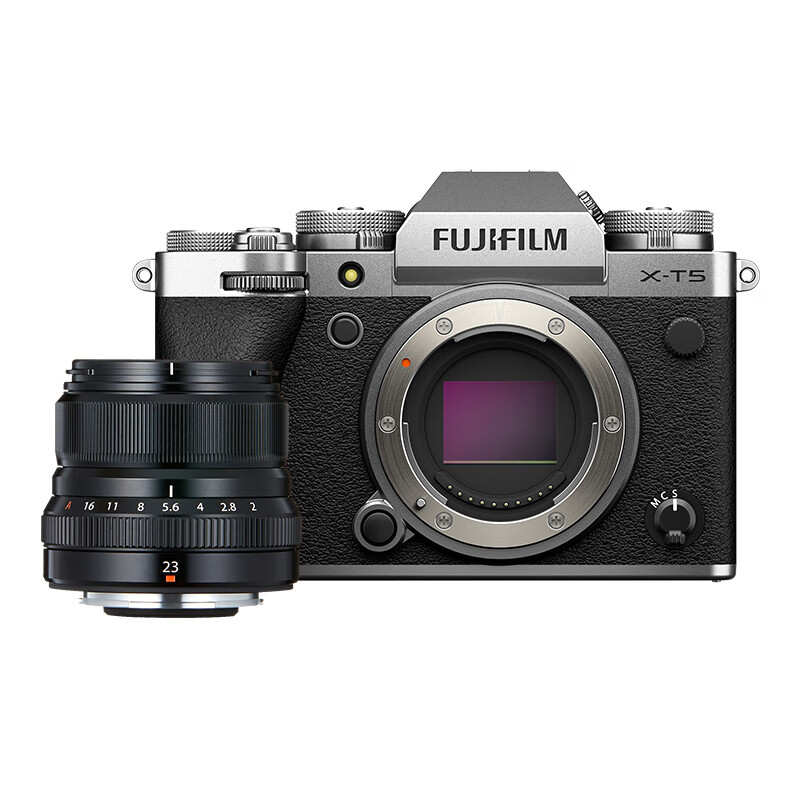 富士（FUJIFILM）X-T5/XT5 微单相机 套机（23mm F2) 4020万像素 7.0档五轴防抖 6K30P 经典机械拨盘 银色