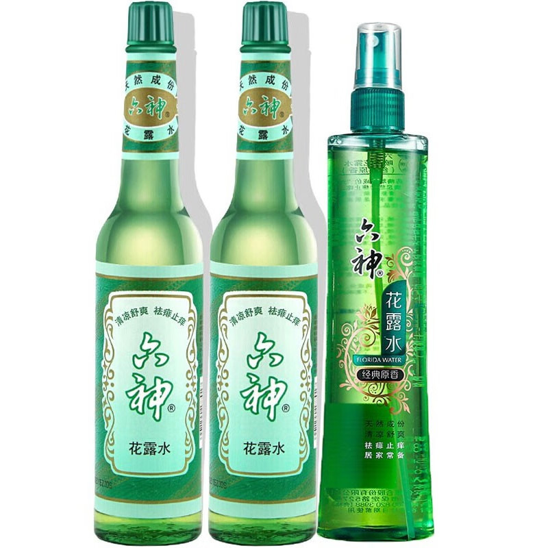 六神花露水经典老式玻璃瓶装195ml*2瓶祛痱止痒清凉舒爽 经典原香喷雾