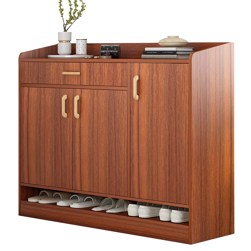 鞋柜简易 鞋柜家用收纳 储物柜多层客厅门口 玄关柜大容量 仿实木阳台架子 古檀木90CM