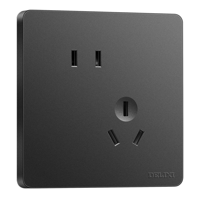���ڲ�������������DELIXI�� ���ز������ CD821ĥɰ��ɫ��װ�������86��ǽ����usb���Բ��� б��ײ��� 5.91Ԫ(������)